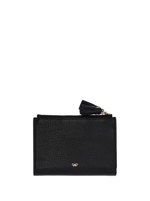 Portafoglio nero con zip e interno rosso ANYA HINDMARCH | 159906Black